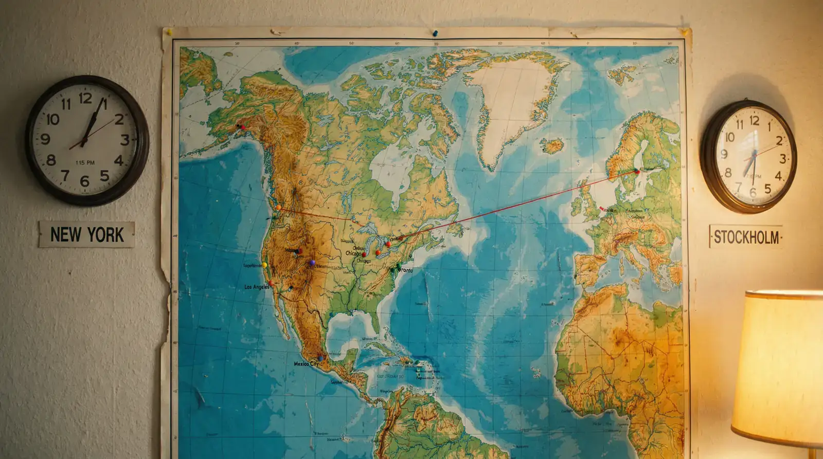 Karta över tidszoner för VM 2026 matcher i förhållande till svensk tid